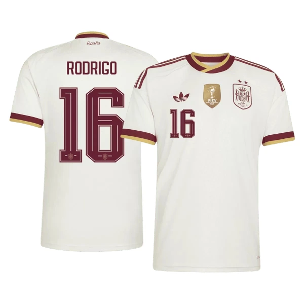 Levné Mužský Fotbalový Dres Španělsko 2 Stars Rodrigo 16 Venkovní Mistrovství Světa 2026 Levné Mužský Fotbalový Dres Španělsko 2 Stars Rodrigo 16 Venkovní Mistrovství Světa 2026