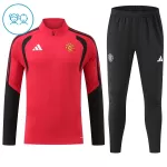 Levné Dětský Manchester United Tréninkové teplákové soupravy Čtvrt-Zip 2026-27 Červená