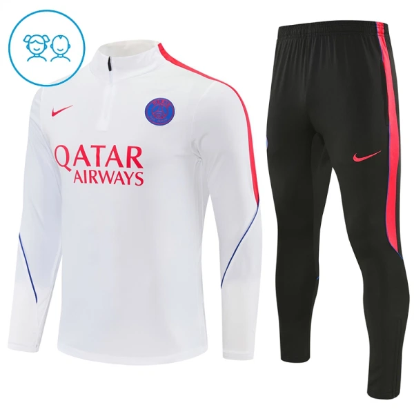 Levné Dětský Paris Saint-Germain Tréninkové teplákové soupravy Čtvrt-Zip 2026-27 Bílá