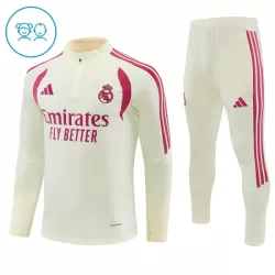 Levné Dětský Real Madrid Tréninkové teplákové soupravy Čtvrt-Zip 2026-27 Bílá Levné Dětský Real Madrid Tréninkové teplákové soupravy Čtvrt-Zip 2026-27 Bílá