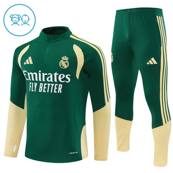 Levné Dětský Real Madrid Tréninkové teplákové soupravy Čtvrt-Zip 2026-27 Zelená Levné Dětský Real Madrid Tréninkové teplákové soupravy Čtvrt-Zip 2026-27 Zelená