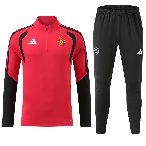 Levné Mužský Manchester United Tréninkové teplákové soupravy Čtvrt-Zip 2026-27 Červená