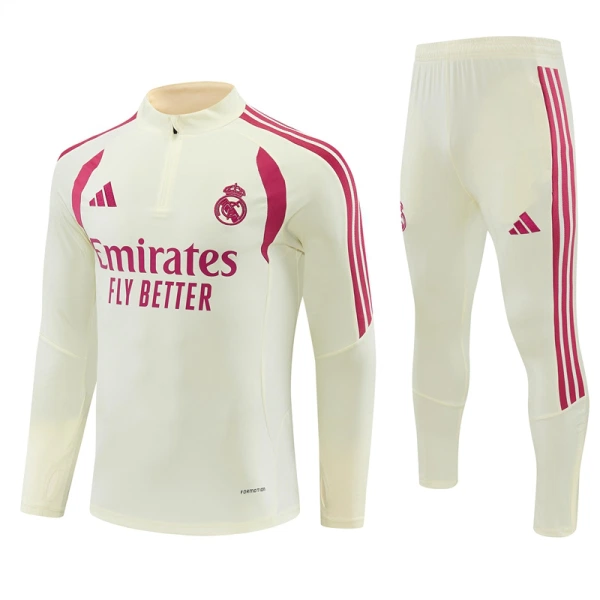 Levné Mužský Real Madrid Tréninkové teplákové soupravy Čtvrt-Zip 2026-27 Bílá Levné Mužský Real Madrid Tréninkové teplákové soupravy Čtvrt-Zip 2026-27 Bílá