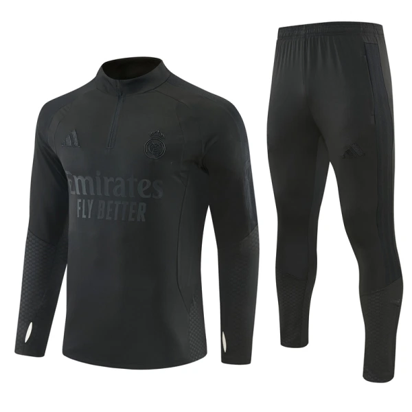 Levné Mužský Real Madrid Tréninkové teplákové soupravy Čtvrt-Zip 2026-27 Černá