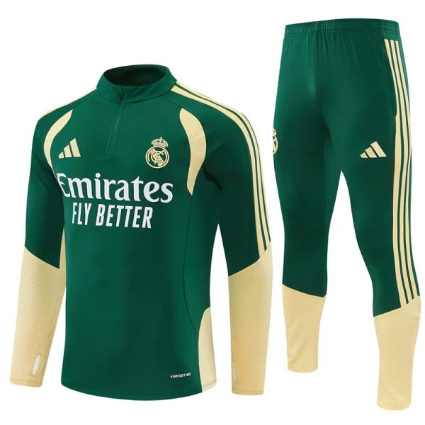Levné Mužský Real Madrid Tréninkové teplákové soupravy Čtvrt-Zip 2026-27 Zelená Levné Mužský Real Madrid Tréninkové teplákové soupravy Čtvrt-Zip 2026-27 Zelená